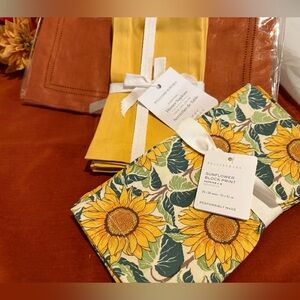 Pottery Barn Sunflower Block Print Napkins - Thumbnail 2